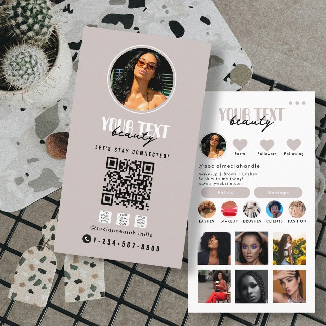Influencer Photo Social Media QR Code Template  Business Card (Influencer Photo Social Media QR Code Template Business Card)