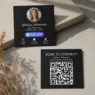 Influencer Social Media UI Style Square QR Code Business Card