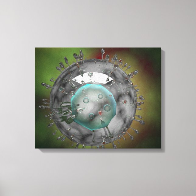 Influenza Virus, Glassy Look Canvas Print (Front)