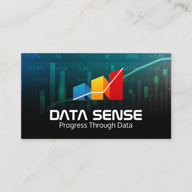 Info Data Graphs | Analysis Logo Business Card (Front)