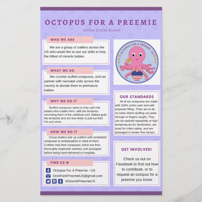 Info Flyer Octopus For A Preemie US (Front)