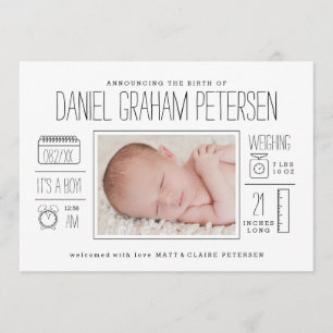 Infographic Birth Announcement for Baby Boy