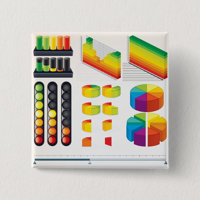 Infographic Elements and Data Visualization 15 Cm Square Badge (Front)