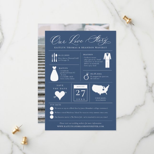 Infographic Save the Date Love Story (Front/Back In Situ)