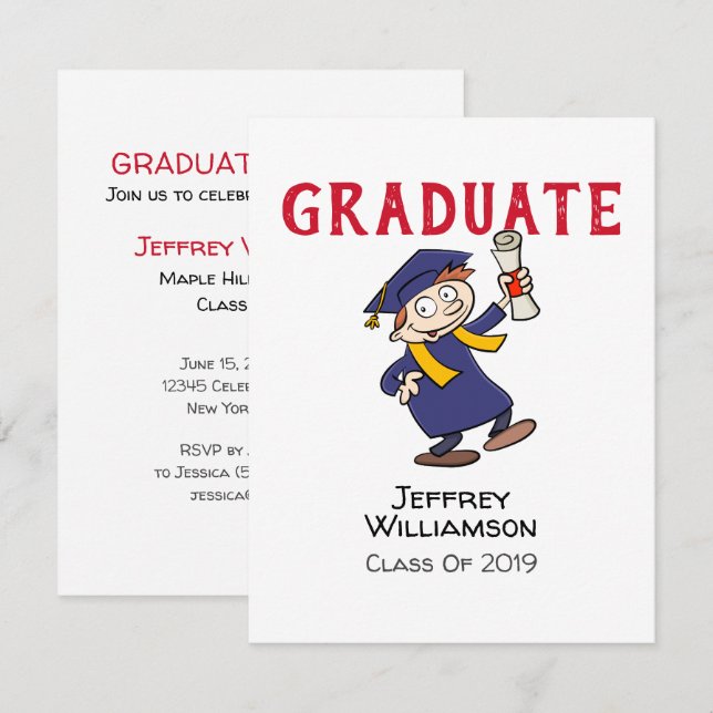 Informal Cartoon Graduation Invitation (Front/Back)