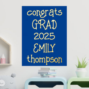 Informal Congrats Grad Name 2025 Graduation Blue Foil Prints