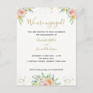 Informal floral engagement party invitation postcard