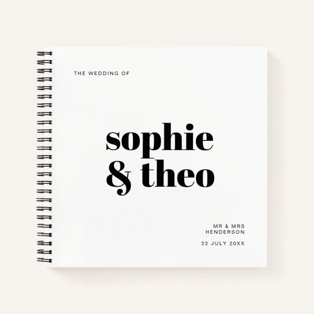 Informal Minimalist | Modern Retro Casual Wedding Notebook (Front)