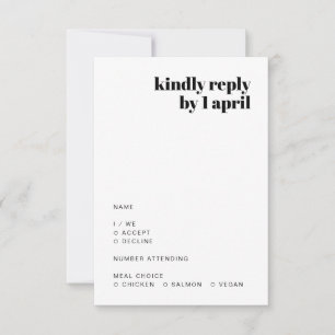 Informal Minimalist Modern Retro Casual Wedding RSVP Card