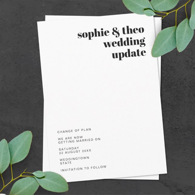 Informal Minimalist | Modern Wedding Update Change Announcement (Creator Uploaded)