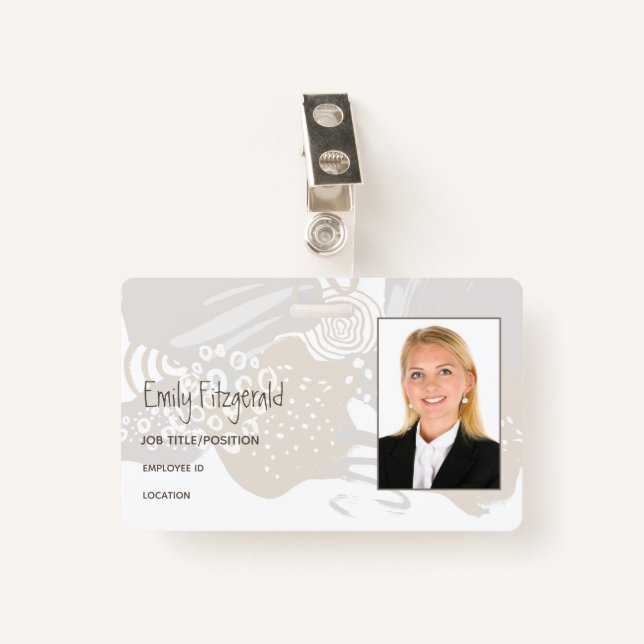 Informal Photo ID Feminine Business Pattern ID Badge (Front with Clip)