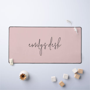 Informal Script Name Plain Blush Pink Desk Mat
