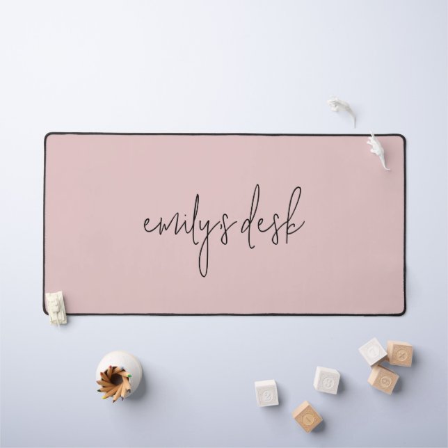 Informal Script Name Plain Blush Pink Desk Mat (Kids Table)