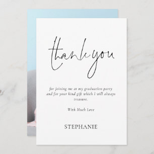 Informal Script Photo Graduation Thank You Card