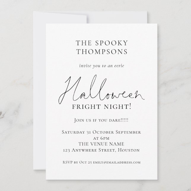 Informal Script Spooky Halloween Party Invitation (Front)