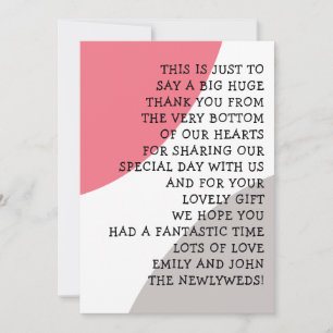 Informal Typography Rose Pink Grey Shapes Thank You Card