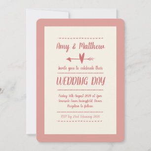 Informal Wedding Invitation Dusky Pink and Cream