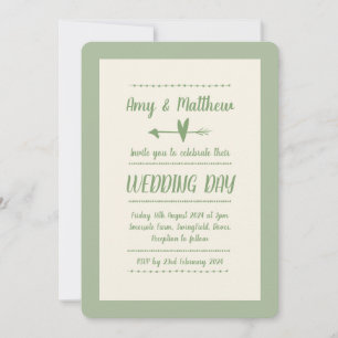Informal Wedding Invitation Sage Green and Cream