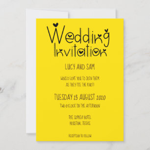 Informal Wedding Modern Typography Sunshine yellow Invitation