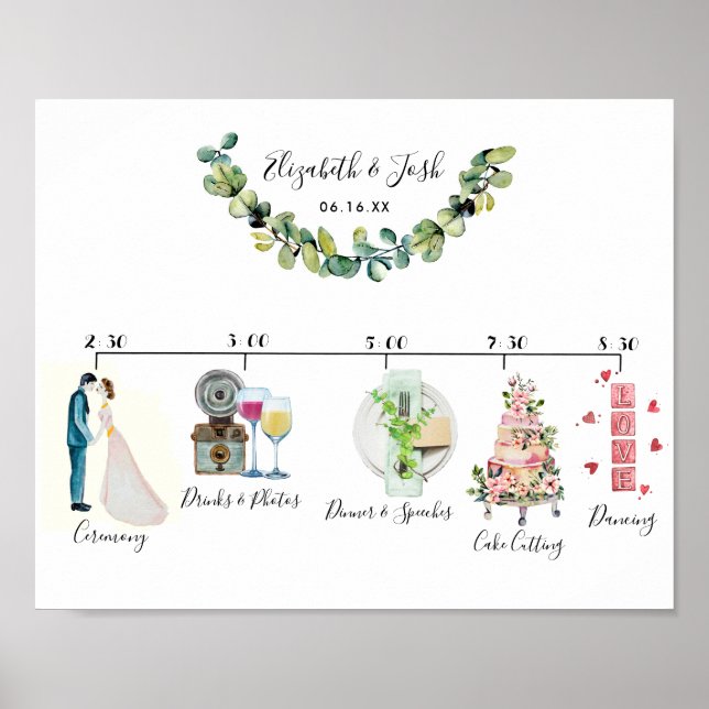 Informal Wedding Schedule Welcome Sign (Front)