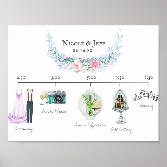 Informal Wedding Schedule Welcome Sign (Front)