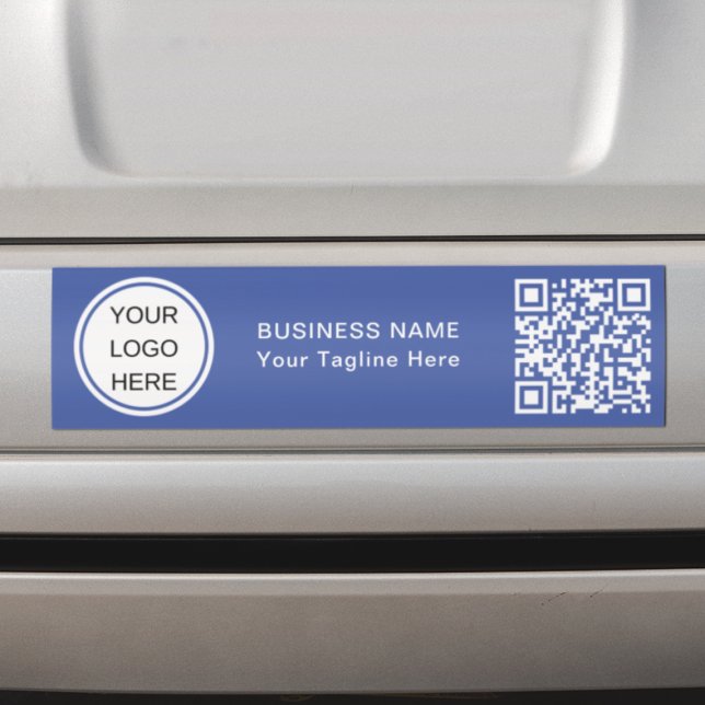 Information Business Logo & QR Code Branding Blue Bumper Sticker (Creator Uploaded)