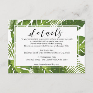 Information card   green leaves tropical