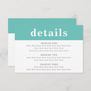 INFORMATION DETAILS modern bold boy mint green Invitation