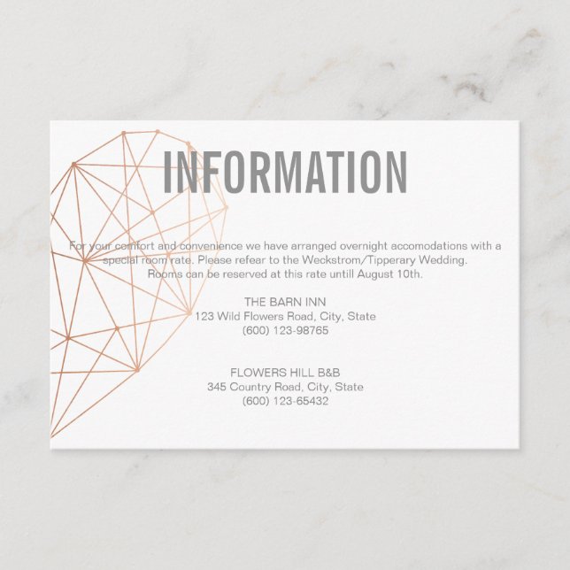 INFORMATION  enclosure card | Rose Gold heart (Front)