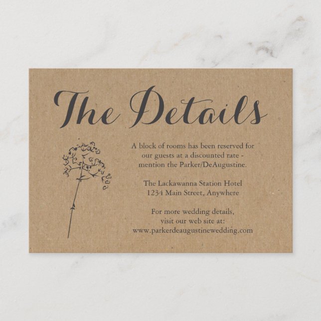 Information Enclosure Card | Rustic Kraft (Front)