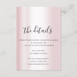 Information Enclosure Card Wedding Details Pink