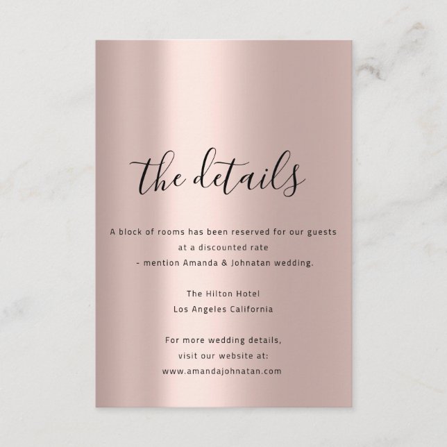 Information Enclosure Card Wedding Details Rose (Front)