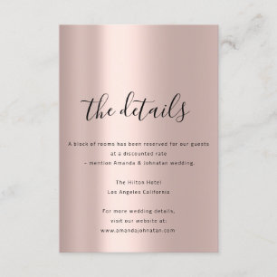 Information Enclosure Card Wedding Details Rose