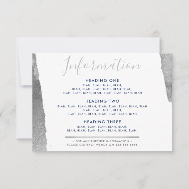 INFORMATION ENCLOSURE modern luxe gilded silver Thank You Card (Front)