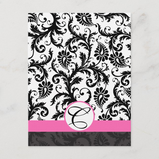 Information Insert Cards Damask Pink Yarrow Trim (Front)