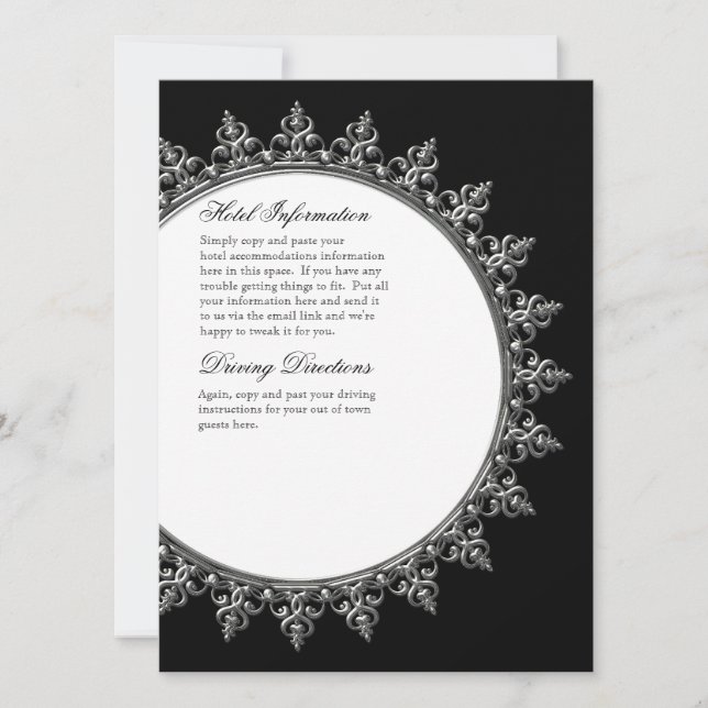 Information Insert - Classic Baroque Swirl Circle Invitation (Front)