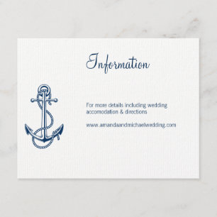 Information Nautical Wedding Card Anchor blue