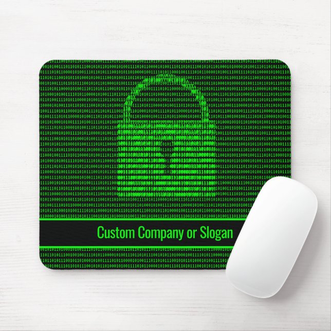 Information Security Binary Code in Green on Black Mouse Mat (With Mouse)