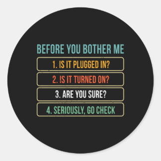 Information Technology Tech Technical Support Classic Round Sticker