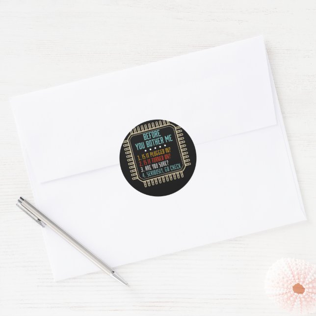 Information Technology Tech Technical Support Gift Classic Round Sticker (Envelope)