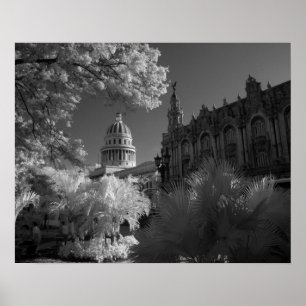 Infra red of Capitol building dome in Havana Poster