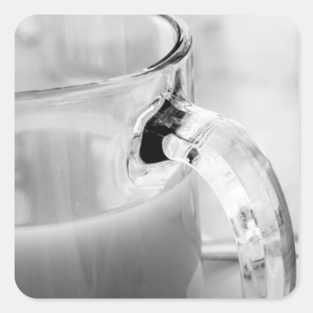 Infrared, Black & White,cup, glass, coffee, Square Sticker (Front)