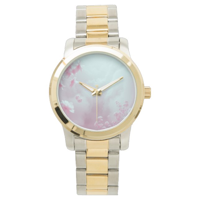 Infrared Flowers in Fog Little Flowers Wrist Watch (Front)