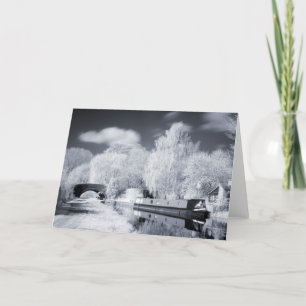Infrared Narrowboat Moored on Oxford Canal Card