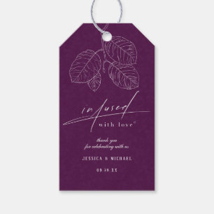 Infused With Love Calligraphy Plum Line Art Leaf Gift Tags