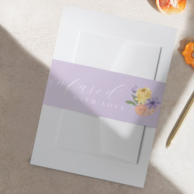 Infused with Love Cocktail Citrus Florals Lavender Invitation Belly Band (Creator Uploaded)