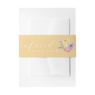 Infused with Love Cocktail Citrus Florals Yellow Invitation Belly Band