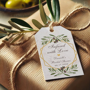 Infused with Love Olive Oil Bridal Shower Favour Gift Tags