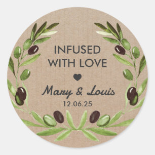 Infused with love Olive Oil Wedding Favour Label