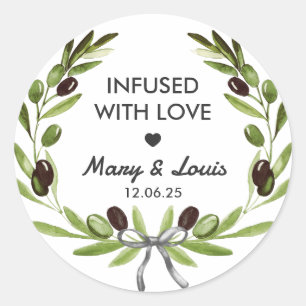 Infused with love Olive Oil Wedding Favour Label